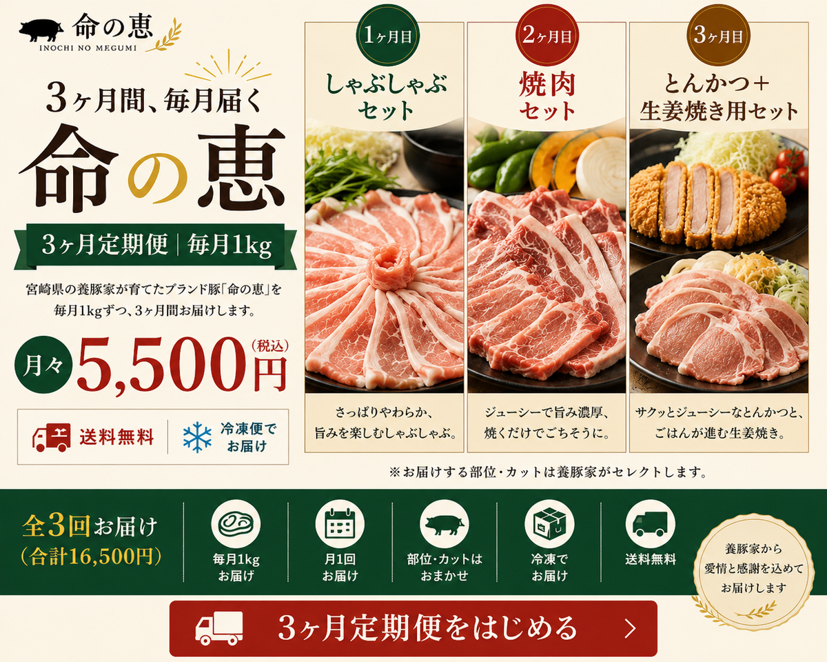 命の恵 3ヶ月定期便｜毎月1kg